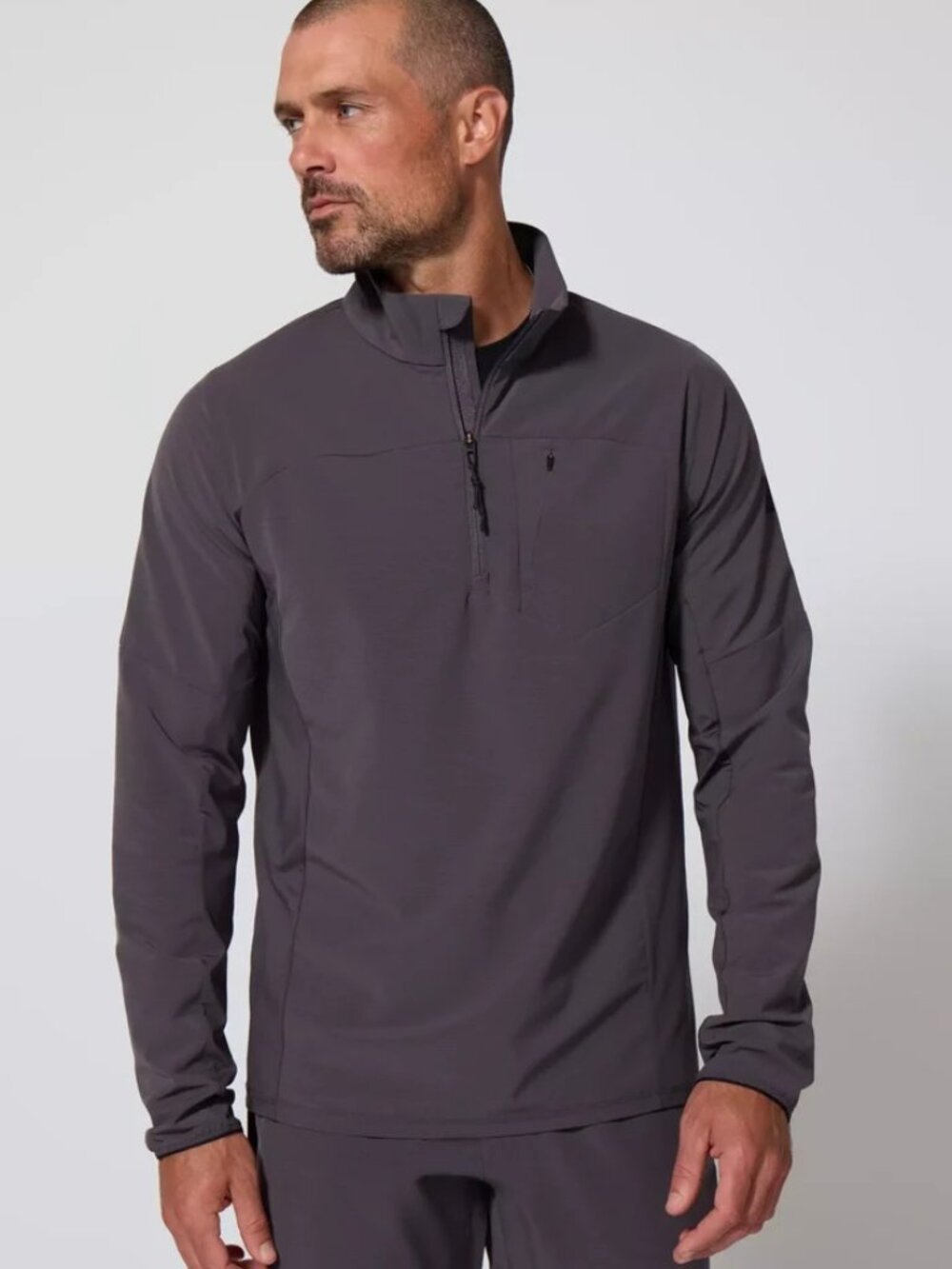 NWT Men's MPG Rove Half Zip Shirt Eco-Friendly Stretch Panels Asphalt Medium